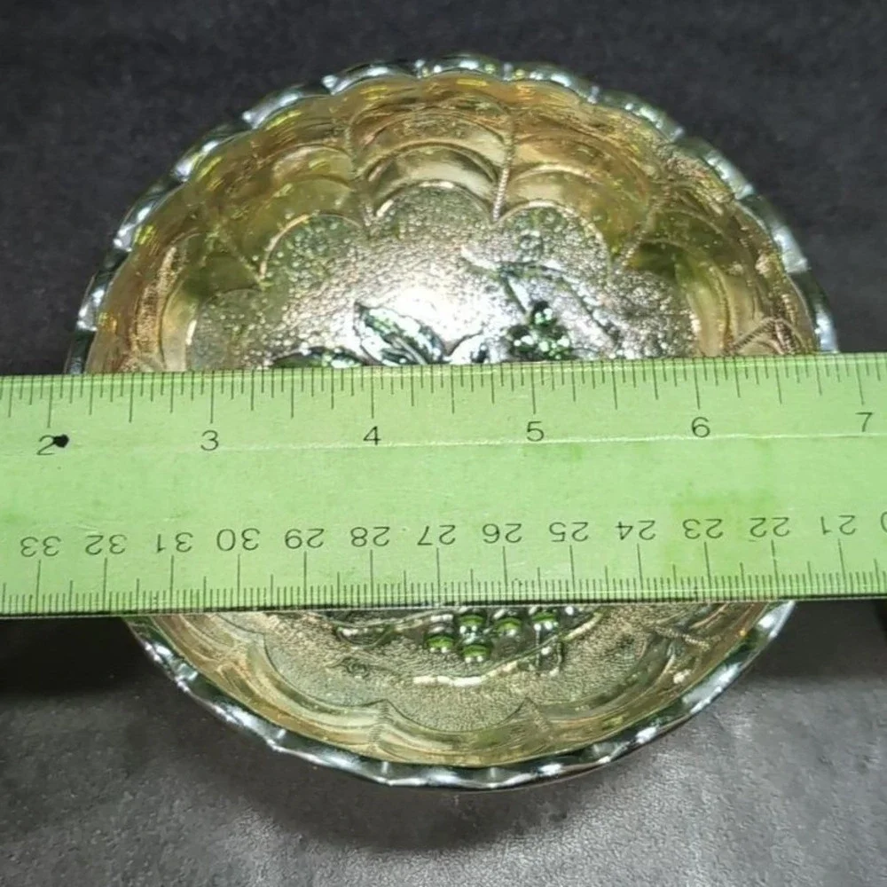 Imperial Glass Helios Carnival Bowls, Set of 2, Vintage Leaf‎ & Grape Pattern